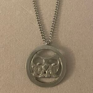 Artisan Pewter Owl Pendant on Pewter Chain